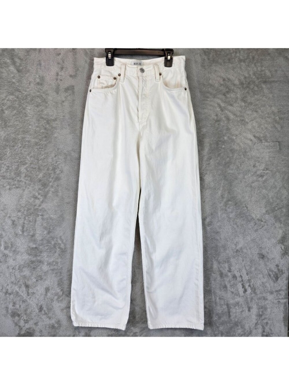 AGOLDE Low Slung Baggy Straight Jeans Womens 23 White High Rise Denim Button Fly